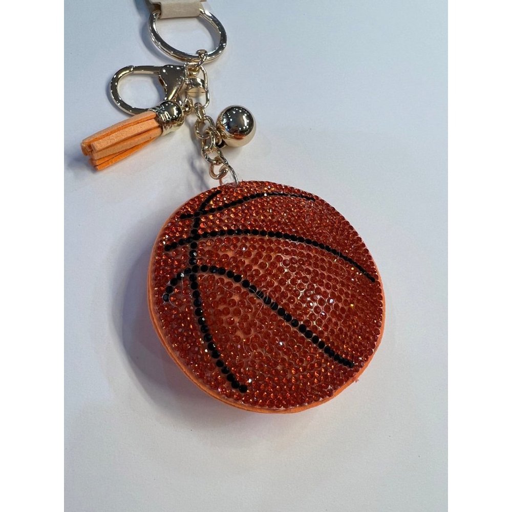 NWT Crystal Avenue Rhinestone Basketball Puff‎ Keychain/Bag Clip
